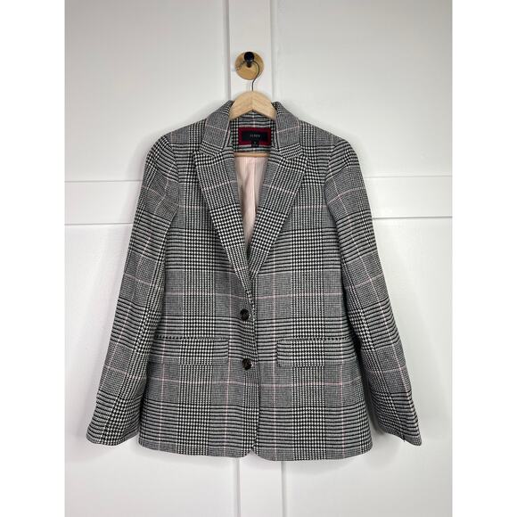 NEW J.Crew Boyfriend Blazer in Glen Plaid Gray Italian Wool 2 Button Size: 4 - Picture 2 of 8
